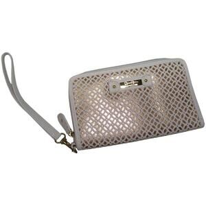 Jessica Simpson Lace Zip Around Wallet Vanilla / Gold  NWOT